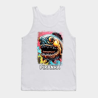 Scary Piranha Amazon River Monster fish Abstract Fantasy Artwork Tank Top